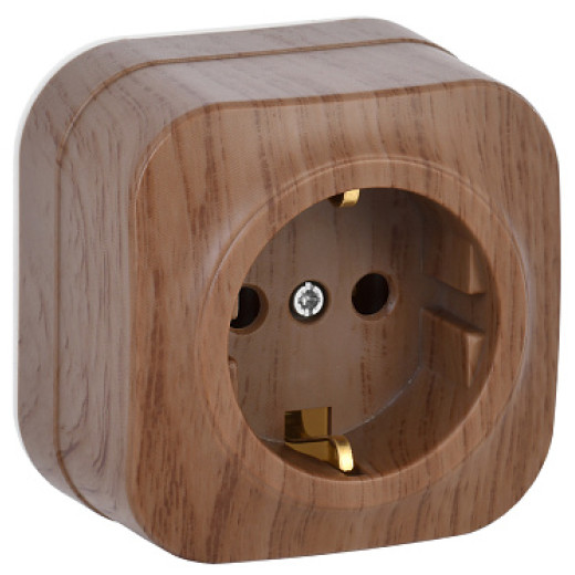 IEK GLORY РС20-3-ХД Розет. 1-ая с з/к о/у 16А GLORY дуб