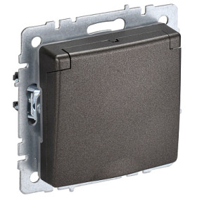 IEK BRITE BASE Темн.бронза Розетка 1-м с/з с защ штор и крышк 16А IP20 РСбш10-3-БрТБ