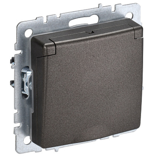 IEK BRITE BASE Темн.бронза Розетка 1-м с/з с защ штор и крышк 16А IP20 РСбш10-3-БрТБ