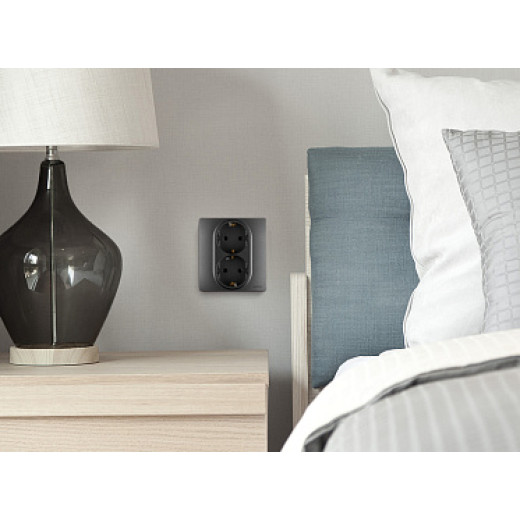 Legrand/Daccord INSPIRIA Антрацит Розетка 2X2К+З шт