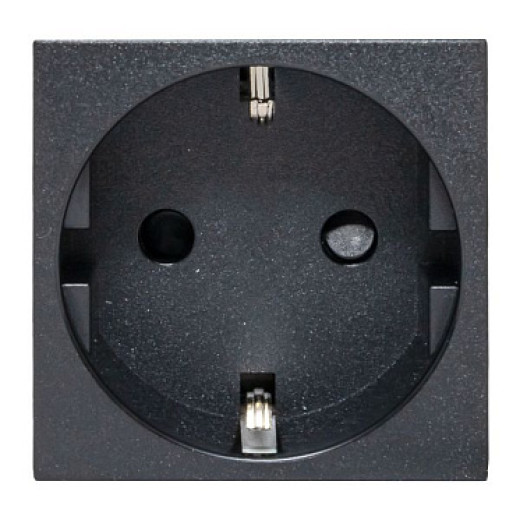 EKF Розетка 45х45 с зазем., с защ. шторками, 90 градусов, черная, матовая