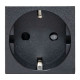 EKF Розетка 45х45 с зазем., с защ. шторками, 90 градусов, черная, матовая