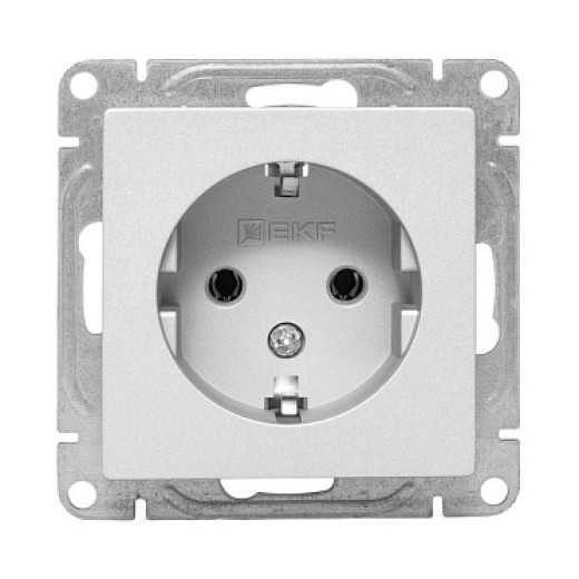 EKF Эпика Механизм розетки, 16А, с заземлением, без шторок, алюминий