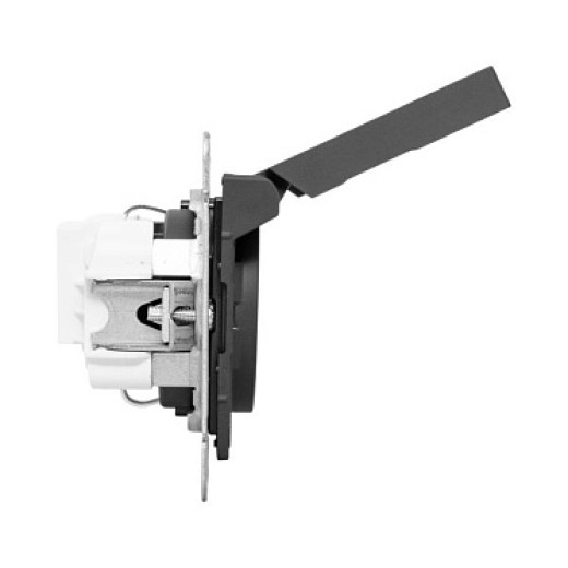 EKF Эпика Механизм розетки, 16А, IP44, с заземлением, со шторками, c крышкой, чёрный