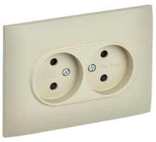 IEK SKANDY Бежевый Розетка 2-ая б/з с защитными шторками 10А в сборе SK-R09B