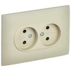 IEK SKANDY Бежевый Розетка 2-ая б/з с защитными шторками 10А в сборе SK-R09B