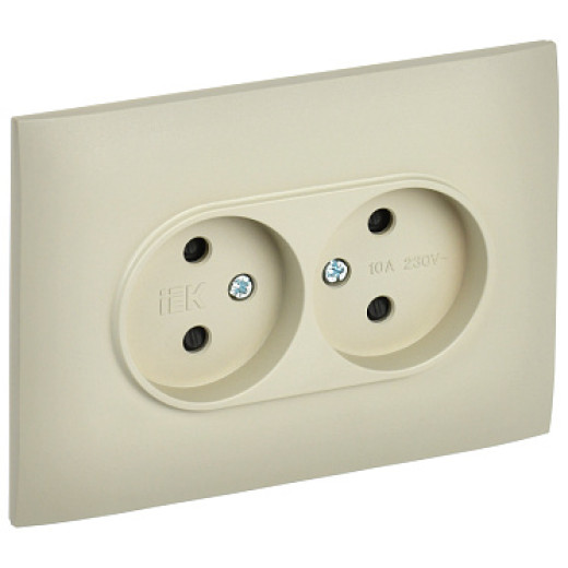 IEK SKANDY Бежевый Розетка 2-ая б/з с защитными шторками 10А в сборе SK-R09B