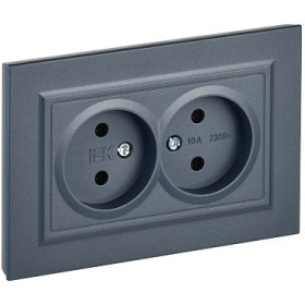 IEK BRITE Маренго Розетка 2-я без з/к/ш 10А в сборе РС12-2-БрМ