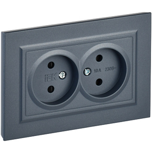 IEK BRITE Маренго Розетка 2-я без з/к с з/ш 10А в сборе РСш12-2-БрМ