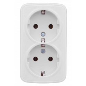 EKF Basic Минск Белый Розетка 2-ая, с/з, 16А, ОП