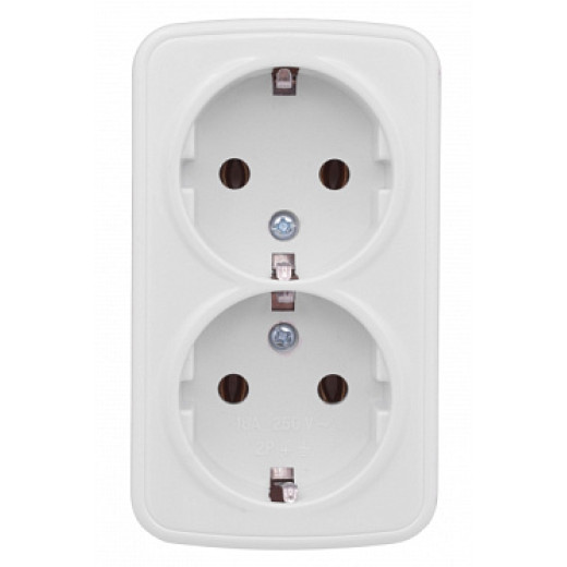 EKF Basic Минск Белый Розетка 2-ая, с/з, 16А, ОП