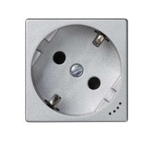 Simon Connect Розетка с заземлением, шторками и индикатором напряжения с винтовым подключением Schuko 2Р+Е 16A 250В~ цвета Алюминий K45