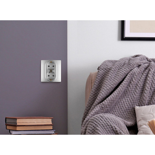 Legrand/Daccord INSPIRIA Розетка 2X2К+З ШТ Алюм.