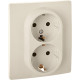 Legrand/Daccord Inspiria Розетка двойная с заземлением со шторками в сборе 16А 250В винтовые зажимы - слоновая кость