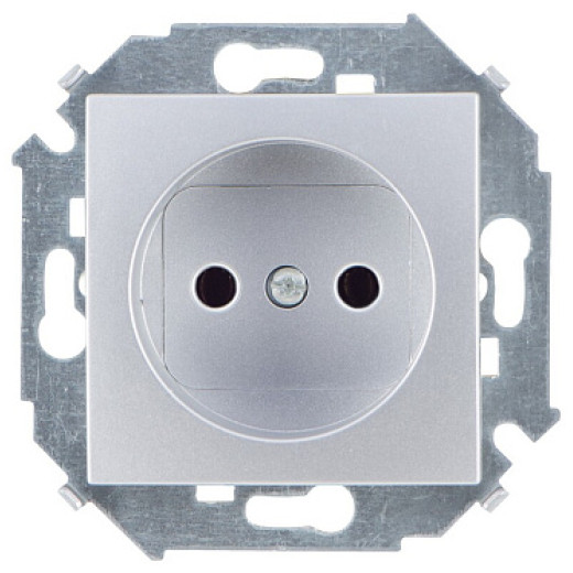 Simon 15 Алюминий Розетка б/з, 16А, 250В, винт.зажим