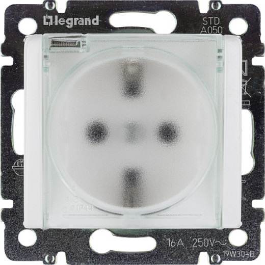 Legrand Valena Бел Розетка 1-ая с/з с крышкой и защитными шторками IP44 (к простой рамке)