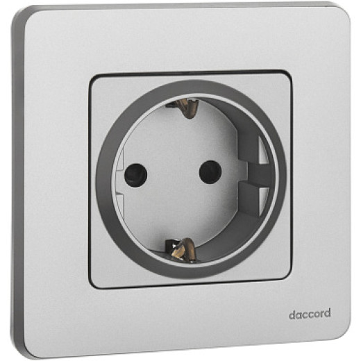 Legrand/Daccord INSPIRIA Алюминий Розетка 2К+З со шторками - немецкий стандарт - 16 А - 250 В