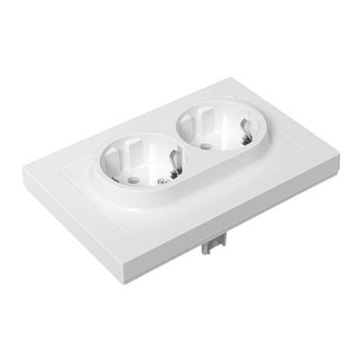 EKF Эпика Механизм розетки двойной, 16А, с заземлением, без шторок, с рамкой, белый