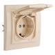 EKF Basic Минск Бежевый Розетка с/з, со шторками и крышкой, 16А, IP44, СП
