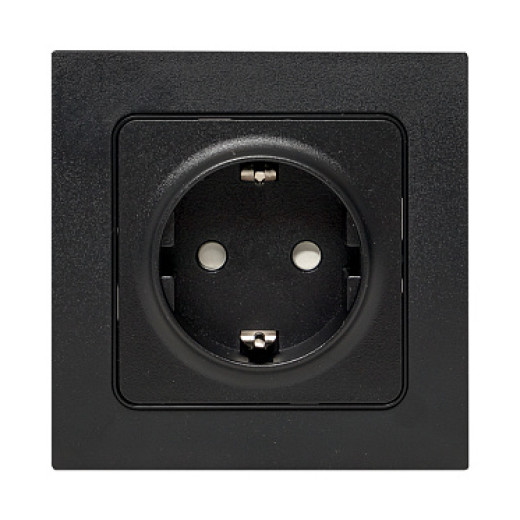 EKF PROxima Стокгольм Черный Розетка с/з, со шторками, 16А ,винт.клеммы