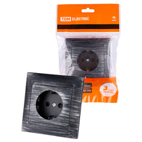 TDM Розетка 2П+З 16А 250В с защ. шт. старинное серебро 