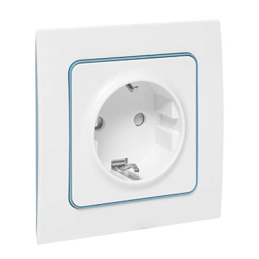 EKF PROxima Стокгольм Белый Розетка с/з, со шторками, 16А, винт.клеммы