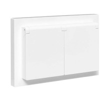 EKF Эпика Механизм розетки двойной, 16А, IP44, с заземлением, со шторками, с рамкой, с крышками, белый