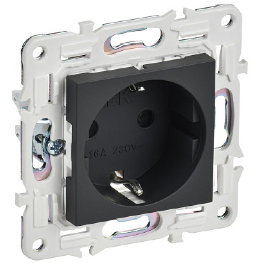 IEK SKANDY Графит Розетка с/з с защитными шторками 16А б/к SK-R06G