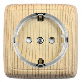 Hegel Альфа наруж Сосна РА16-174-02 Розетка с/з, со шторками, с изол. пластиной