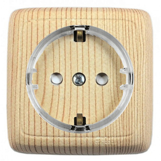 Hegel Альфа наруж Сосна РА16-174-02 Розетка с/з, со шторками, с изол. пластиной