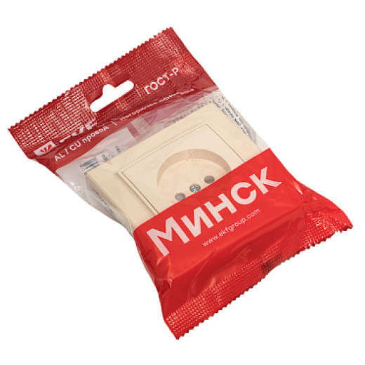 EKF Basic Минск Бежевый Розетка б/з, со шторками, 10 А, СП