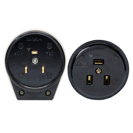 EKF PROxima Разъем РШ-ВШ 32А 250В 2P+PE (ОУ) карболитовый черный