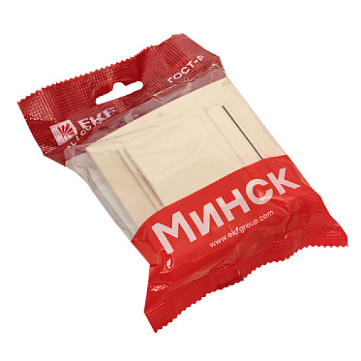 EKF Basic Минск Бежевый Розетка с/з, со шторками и крышкой, 16А, IP44, СП