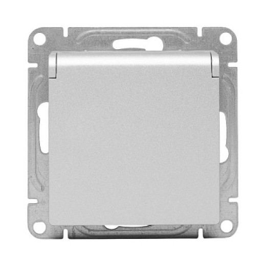 EKF Эпика Механизм розетки, 16А, IP44, с заземлением, со шторками, c крышкой, алюминий