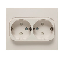 EKF PROxima Стокгольм Розетка 2-ая с/з 16А белая со шторками