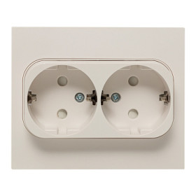 EKF PROxima Стокгольм Розетка 2-ая с/з 16А белая со шторками