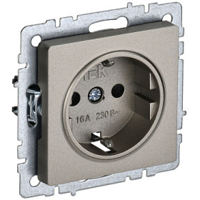 IEK BRITE BASE Шампань Розетка 1-м с/з без защ.штор 16А РС11-1-0-БрШ