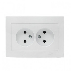 EKF PROxima Валенсия розетка 2-местная б/з 10А белая с защ. штор.