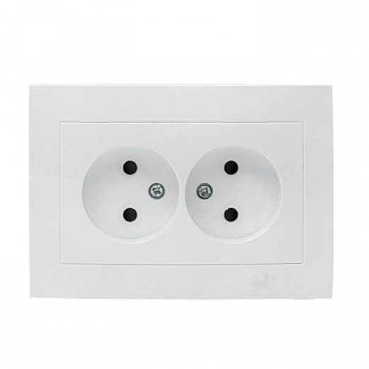 EKF PROxima Валенсия розетка 2-местная б/з 10А белая с защ. штор.