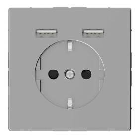 Schneider Electric Merten D-Life Нержавеющая Сталь Розетка Schuko с 2 USB c зарядным устройством 2,4 A
