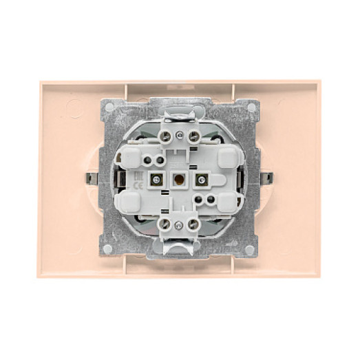 EKF PROxima Валенсия розетка 2-местная с/з 16А кремовая с защ. штор.