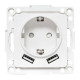 EKF Стокгольм Механизм Розетки 1-местной с/з, USB 2A 16А винтовые клеммы белый с защ. штор.