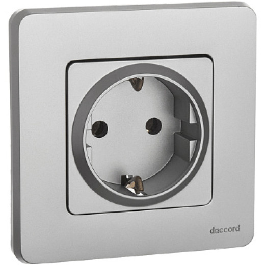 Legrand/Daccord INSPIRIA Алюминий Розетка 2К+З - немецкий стандарт - 16 А - 250 В