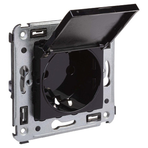 DKC Avanti Розетка с крышкой в стену, 2P+E, с з/ш, 