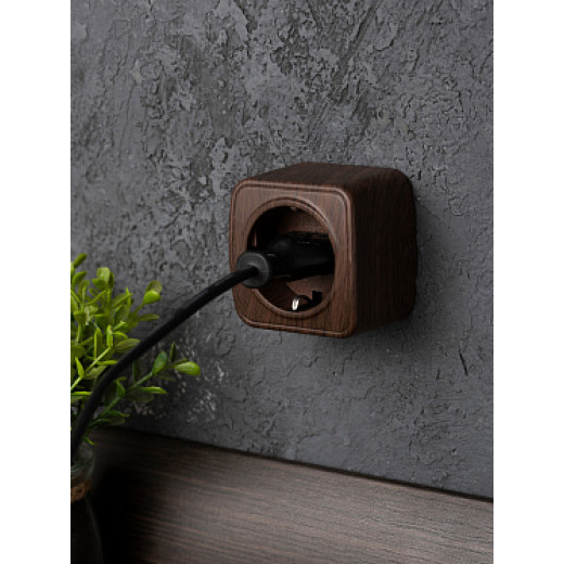 EKF Basic Минск Темное дерево Розетка с/з, 16А, ОП