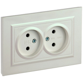 IEK BRITE Жемчуг Розетка 2-я без з/к/ш 10А в сборе РС12-2-БрЖ