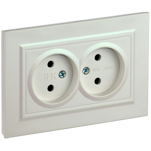 IEK BRITE Жемчуг Розетка 2-я без з/к/ш 10А в сборе РС12-2-БрЖ