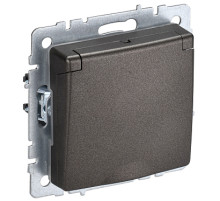 IEK BRITE BASE Темн.бронза Розетка 1-м с/з с защ штор и крыш 16А IP44 РСбш10-3-44-БрТБ