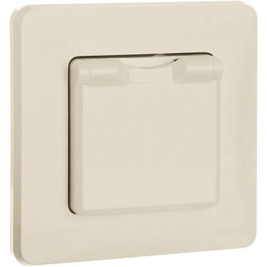 Legrand/Daccord INSPIRIA Слоновая кость Розетка 2К+З IP 44 с откидной крышкой и шторками - немецкий стандарт - 16 А - 250 В