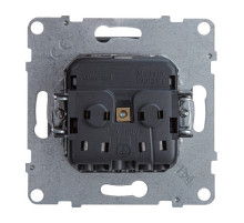 Legrand/Daccord SUNO Алюминий Розетка 2К+З 16А 250В с защитными шторками.Безвинтовые зажимы.